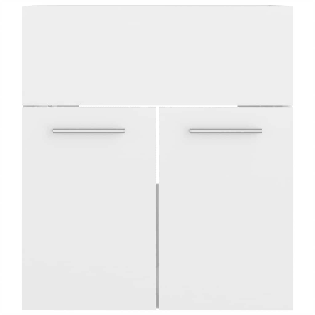 Bathroom Furniture Set High Gloss White Engineered Wood