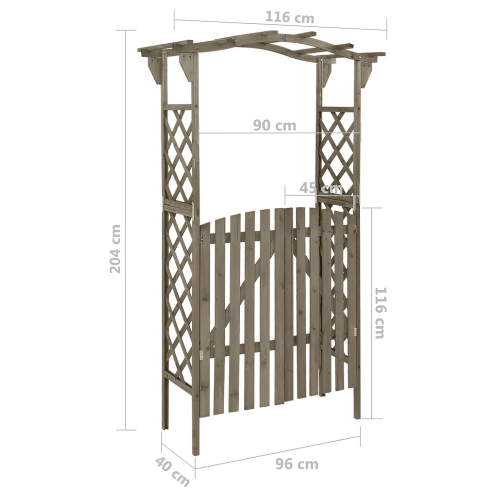 vidaXL Pergola Grey Solid Firwood, Solid Pine Wood Large