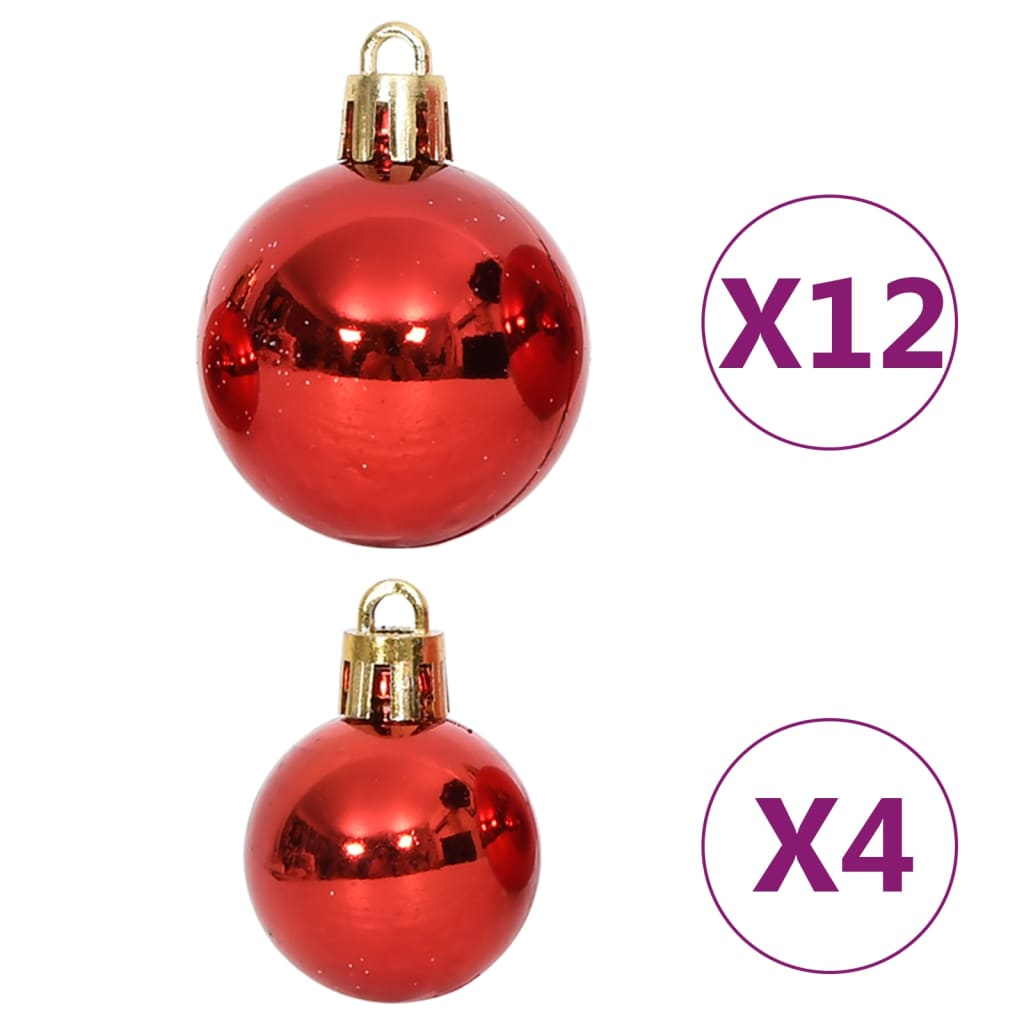 Christmas Bauble Set | Red, White | Plastic | Various | Decorative Inlays