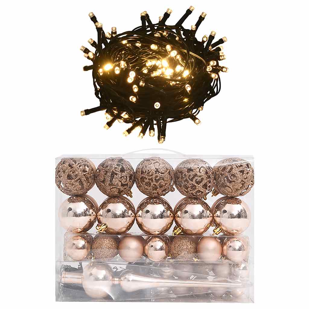 Christmas Ball Set Set of 61 Various Rose Gold Finishes