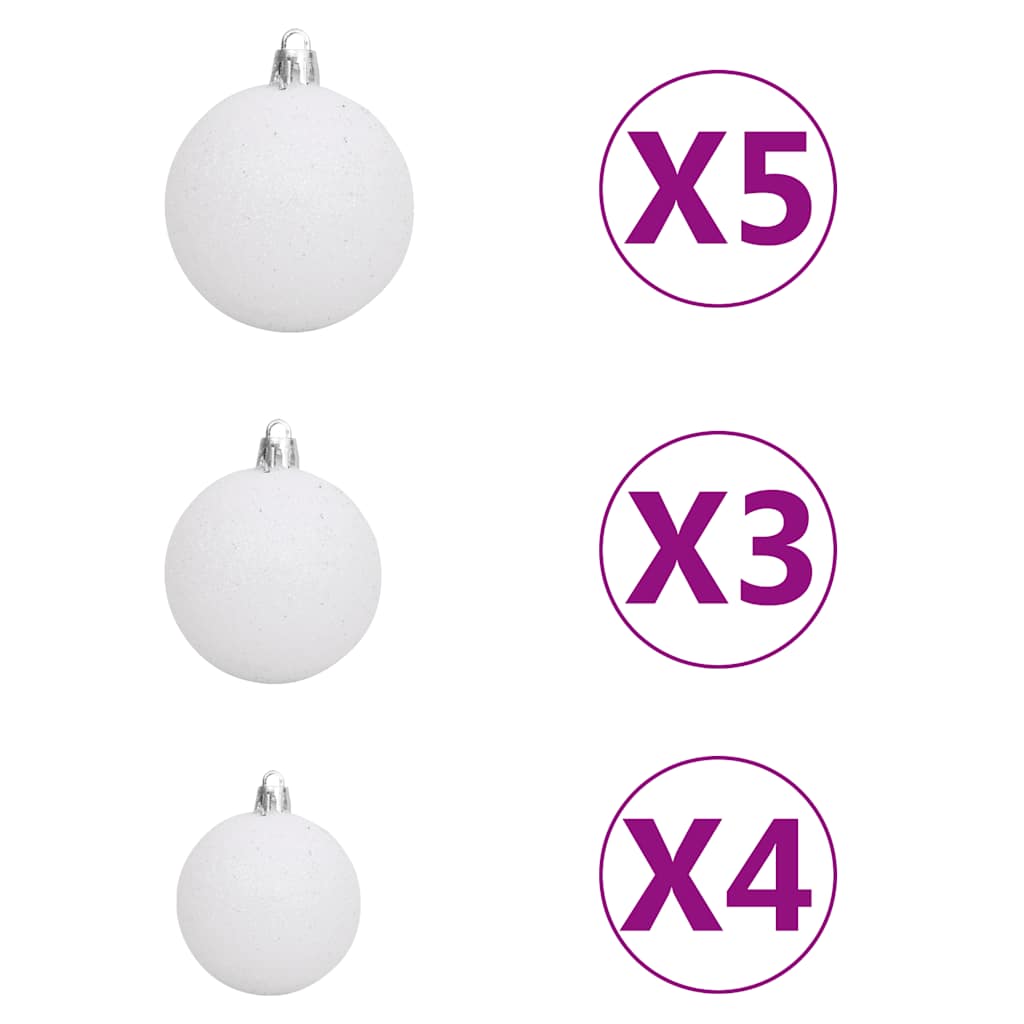 Christmas Ball Set Set of 61 Shiny white Plastic Various sizes