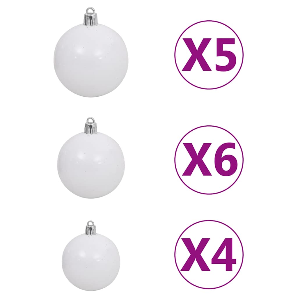 Christmas Ball Set Set of 61 Shiny white Plastic Various sizes