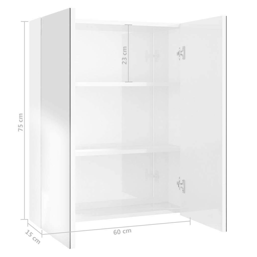 Mirror Cabinet | Shiny White | MDF with melamine surface, glass