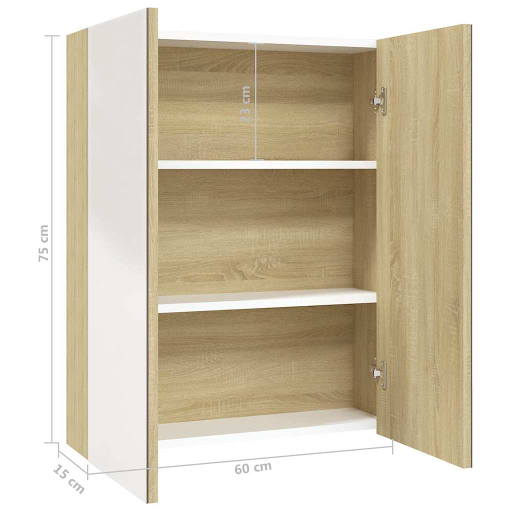 Mirror Cabinet | White and Oak | MDF with melamine surface and glass