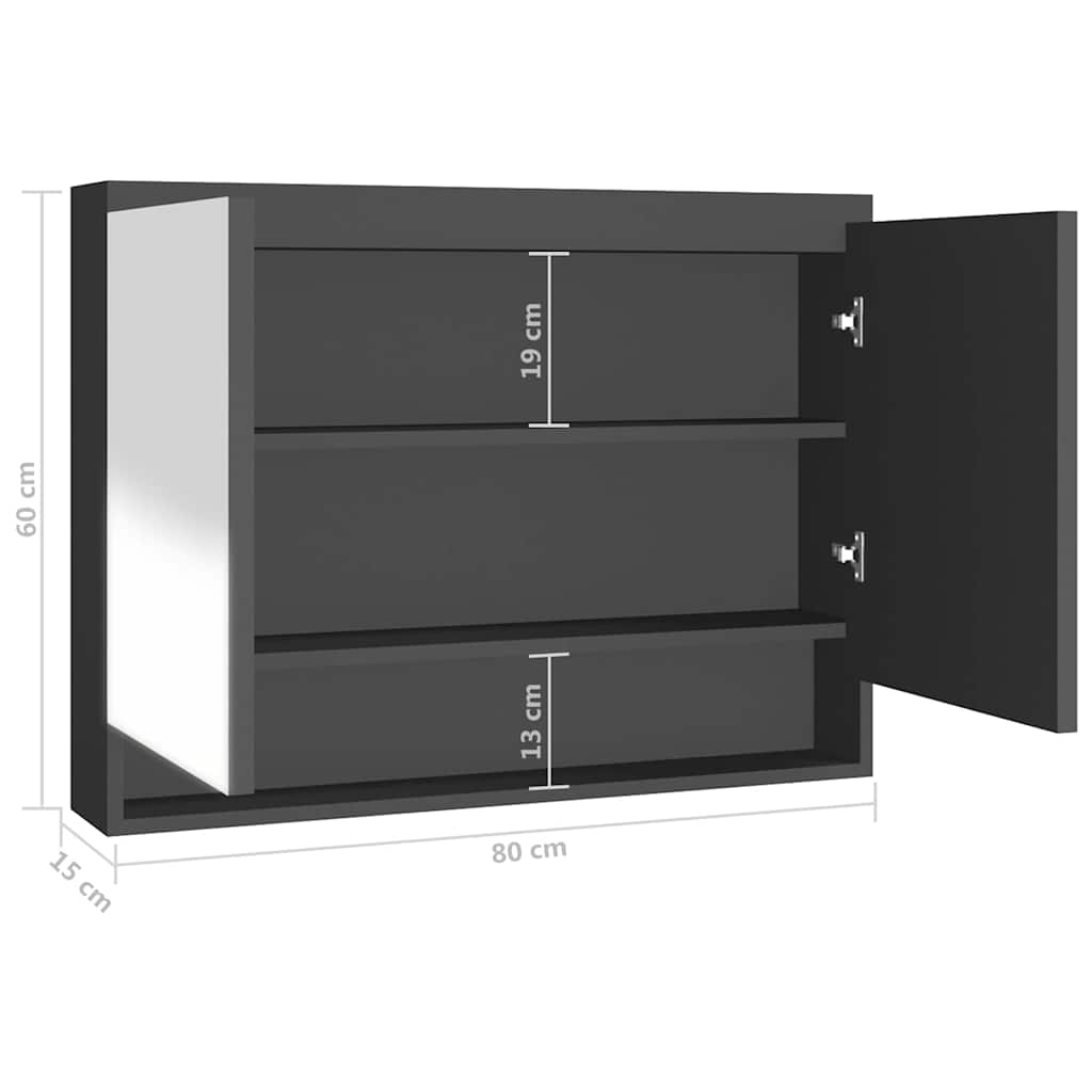 Mirror Cabinet | Anthracite | MDF with melamine surface, Glass