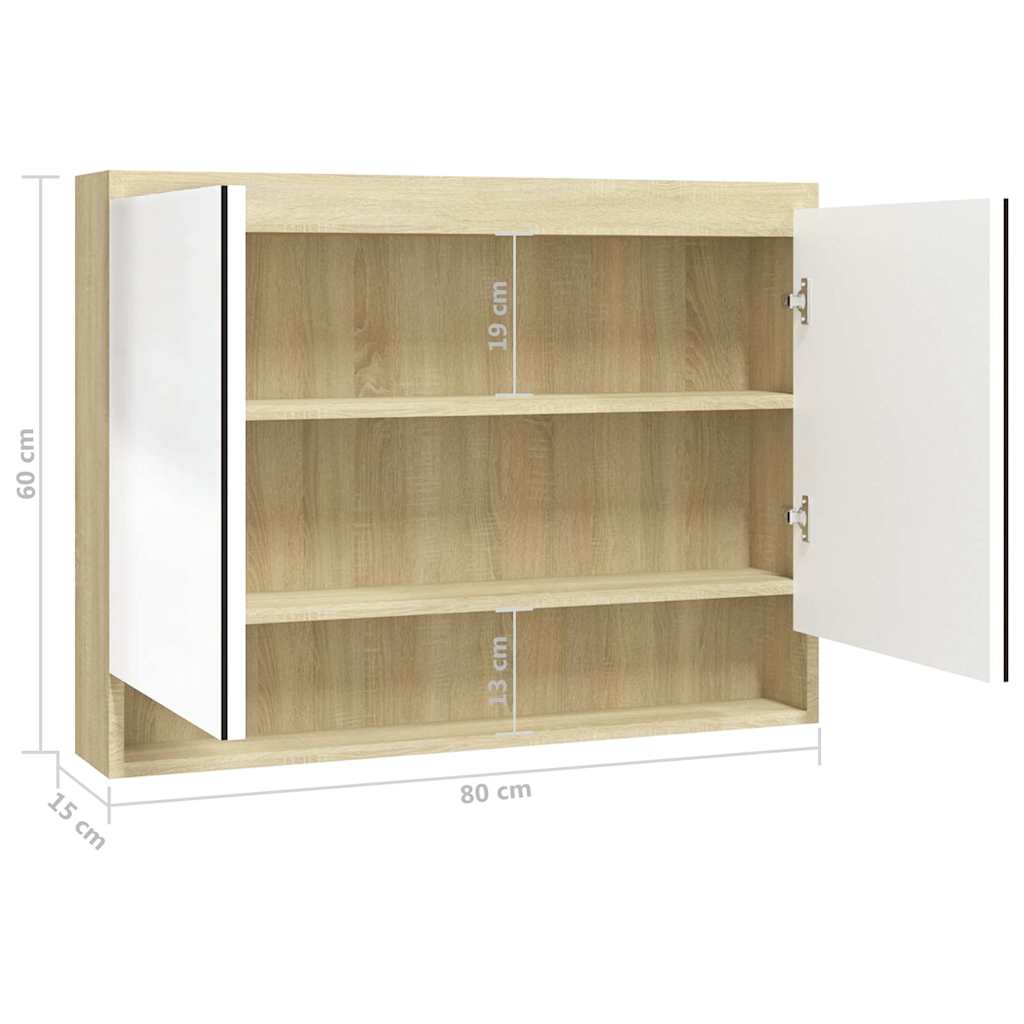 Mirror Cabinet | White and oak | MDF with melamine surface, glass