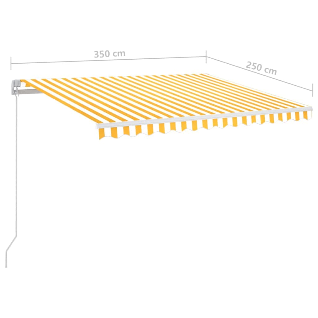Manual Retractable Awning with LED 350x250 cm Yellow and White
