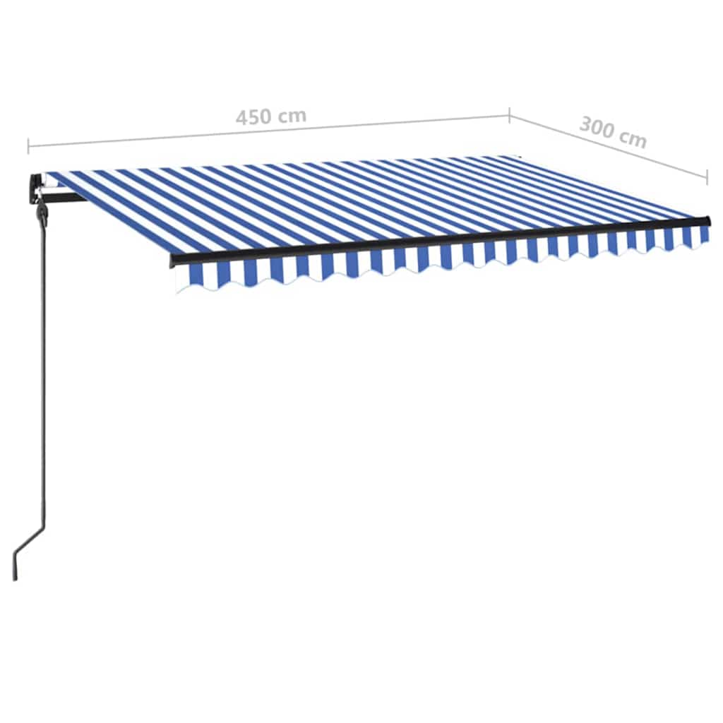 Retractable Awning | Blue and White | Powder-coated aluminium
