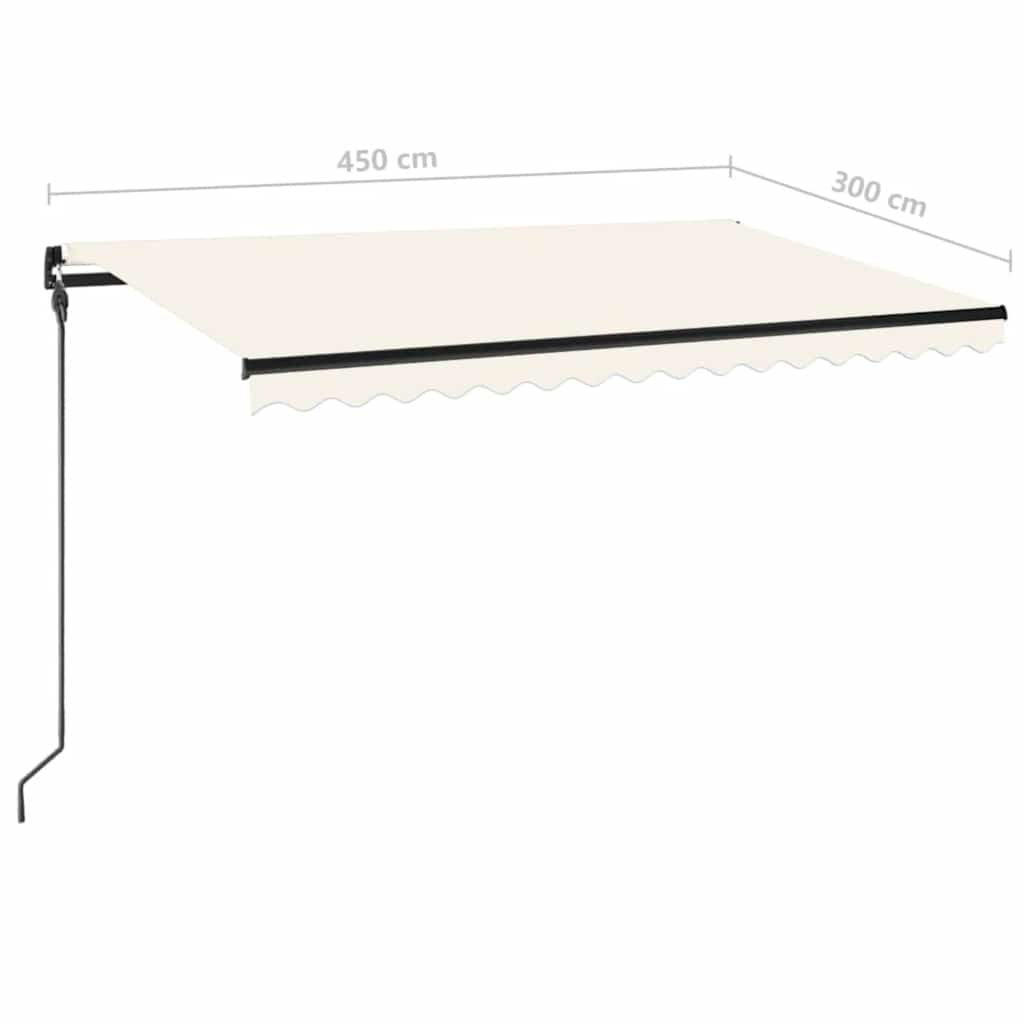 Manual Retractable Awning with LED 450x300 cm Cream