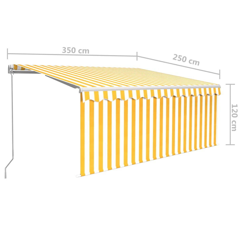 Manual Retractable Awning with Blind 3,5x2,5m Yellow&White