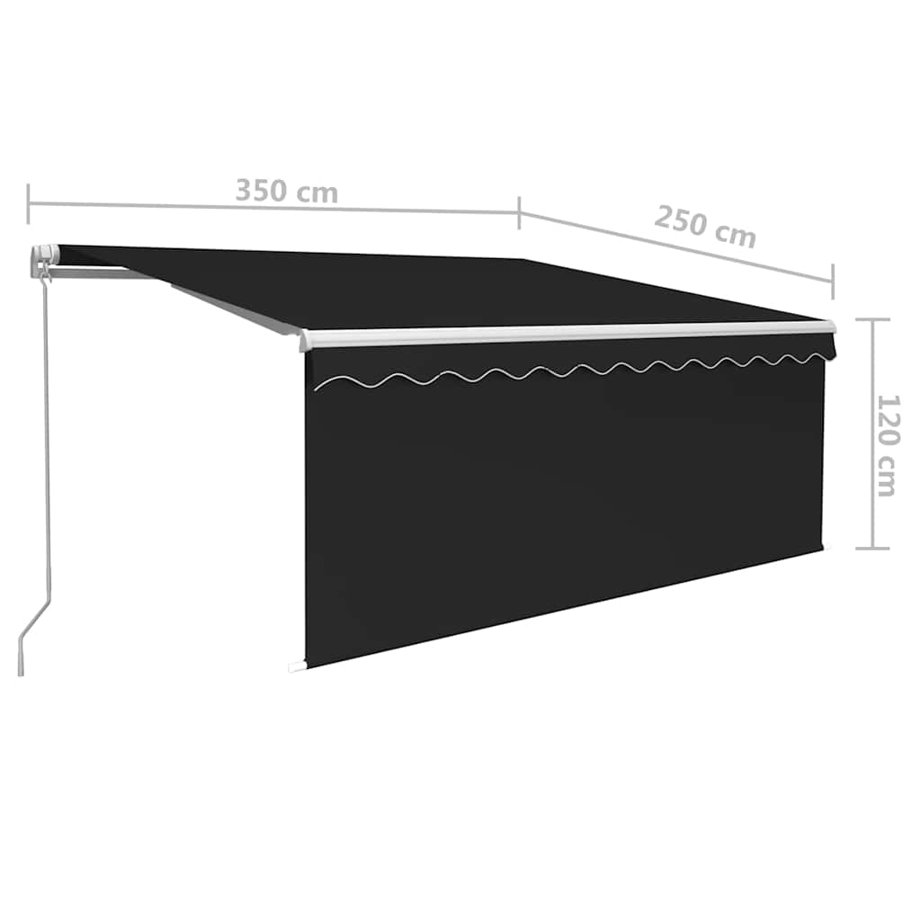 Manual Retractable Awning with Blind&LED 3,5x2,5m Anthracite