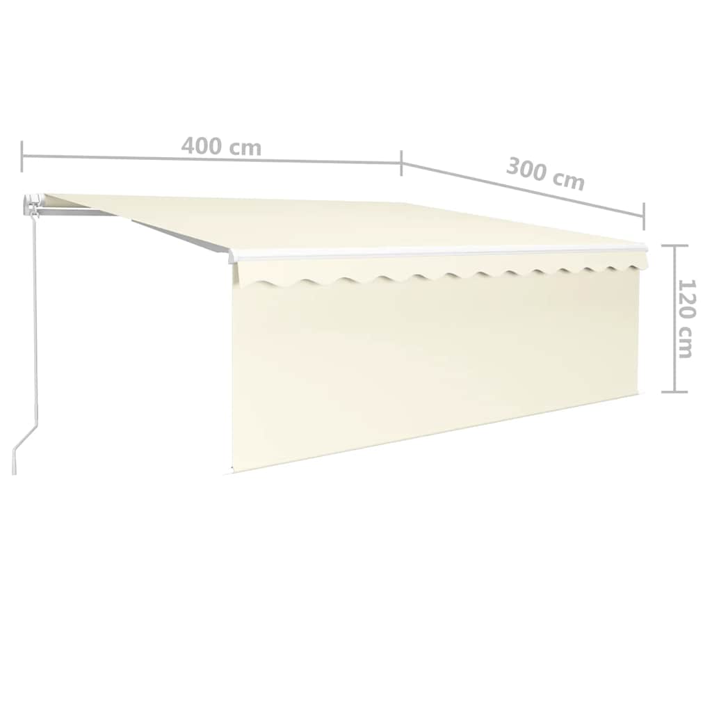 Manual Retractable Awning with Blind&LED 4x3m Cream