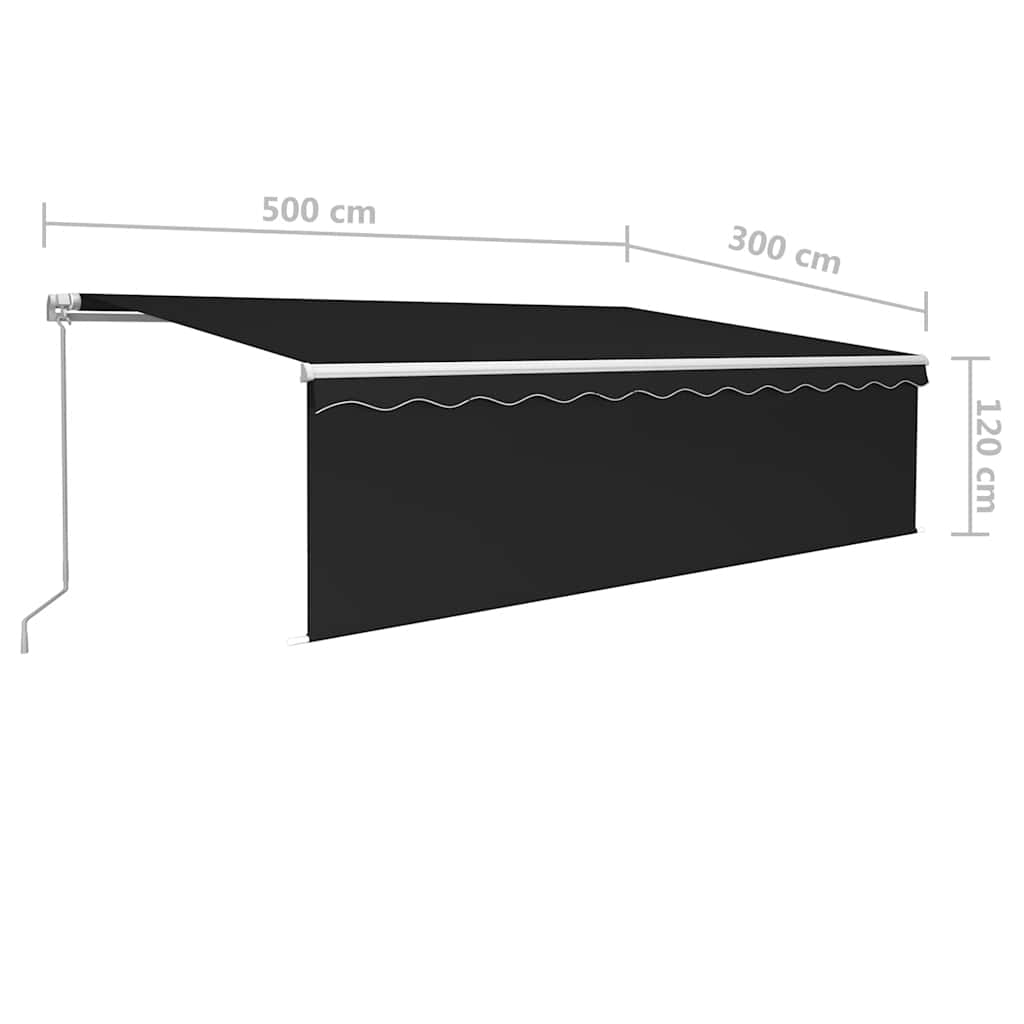 Manual Awning with Solar LED 5 x 3 m Anthracite 100% Polyester