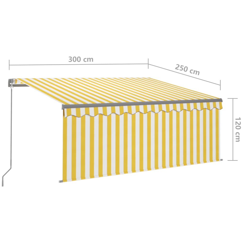 Manual Retractable Awning with Blind 3x2,5m Yellow&White