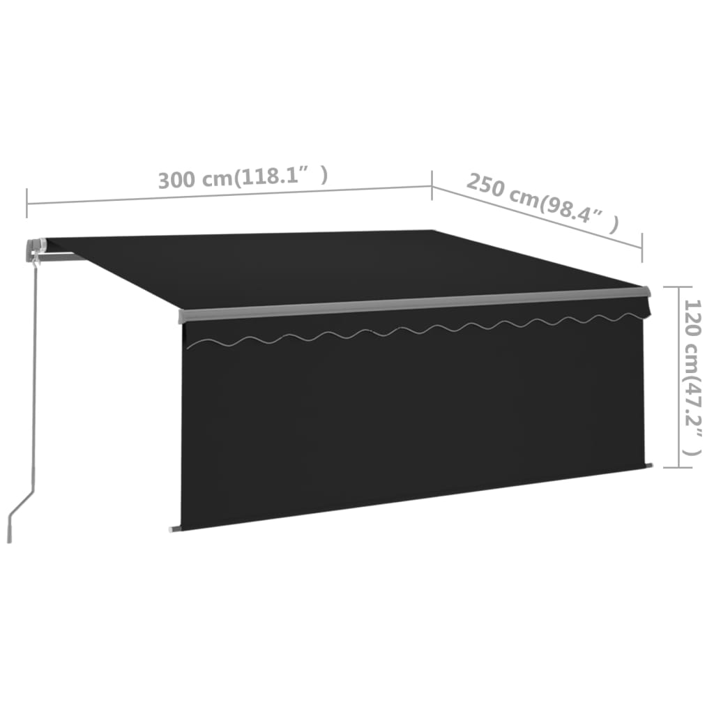 Manual Retractable Awning with Blind 3x2,5m Anthracite