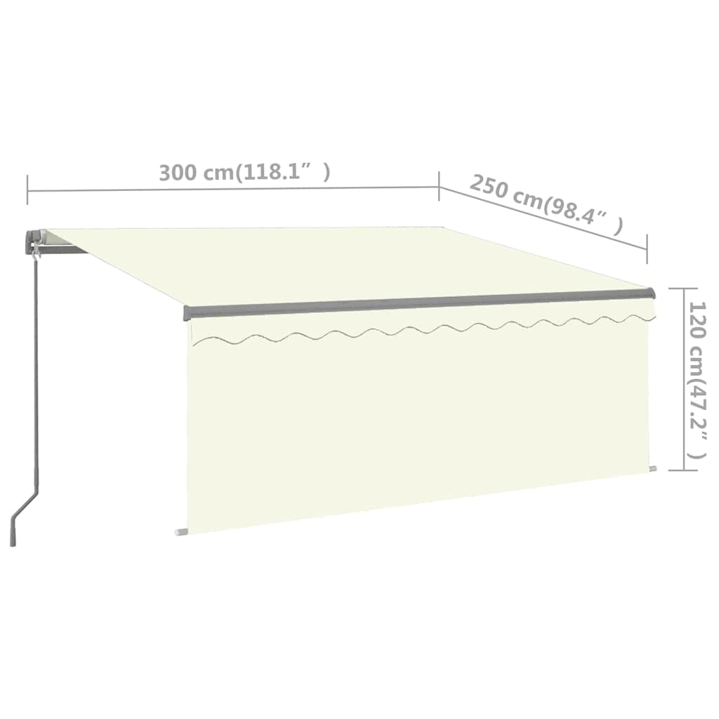 Manual Retractable Awning with Blind&LED 3x2,5m Cream