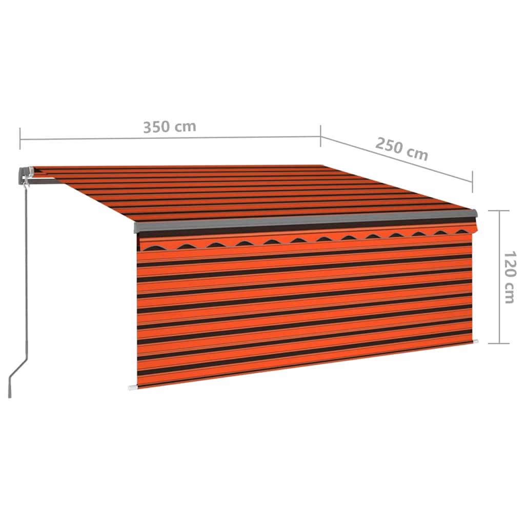 3069400 vidaXL Manual Retractable Awning with Blind 3,5x2,5m Orange&Brown (313230+46860+313294)