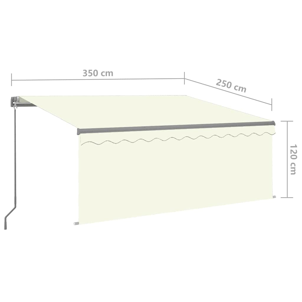 Manual Retractable Awning with Blind&LED 3,5x2,5m Cream