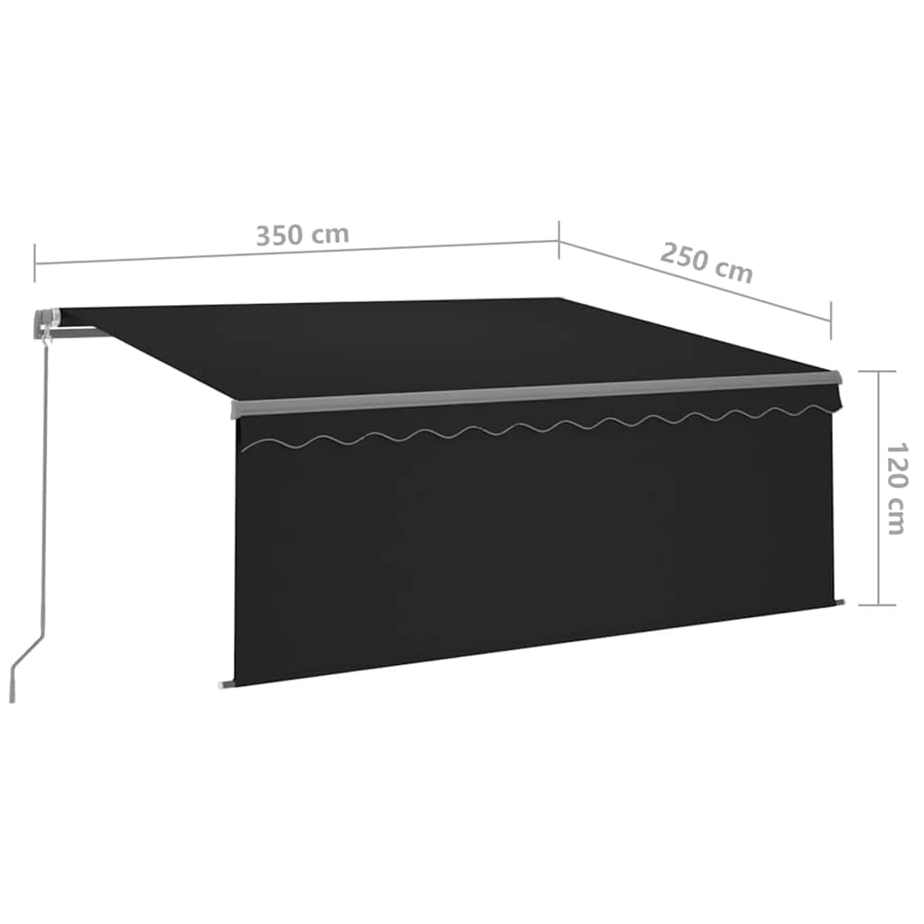 Manual Retractable Awning with Blind&LED 3,5x2,5m Anthracite