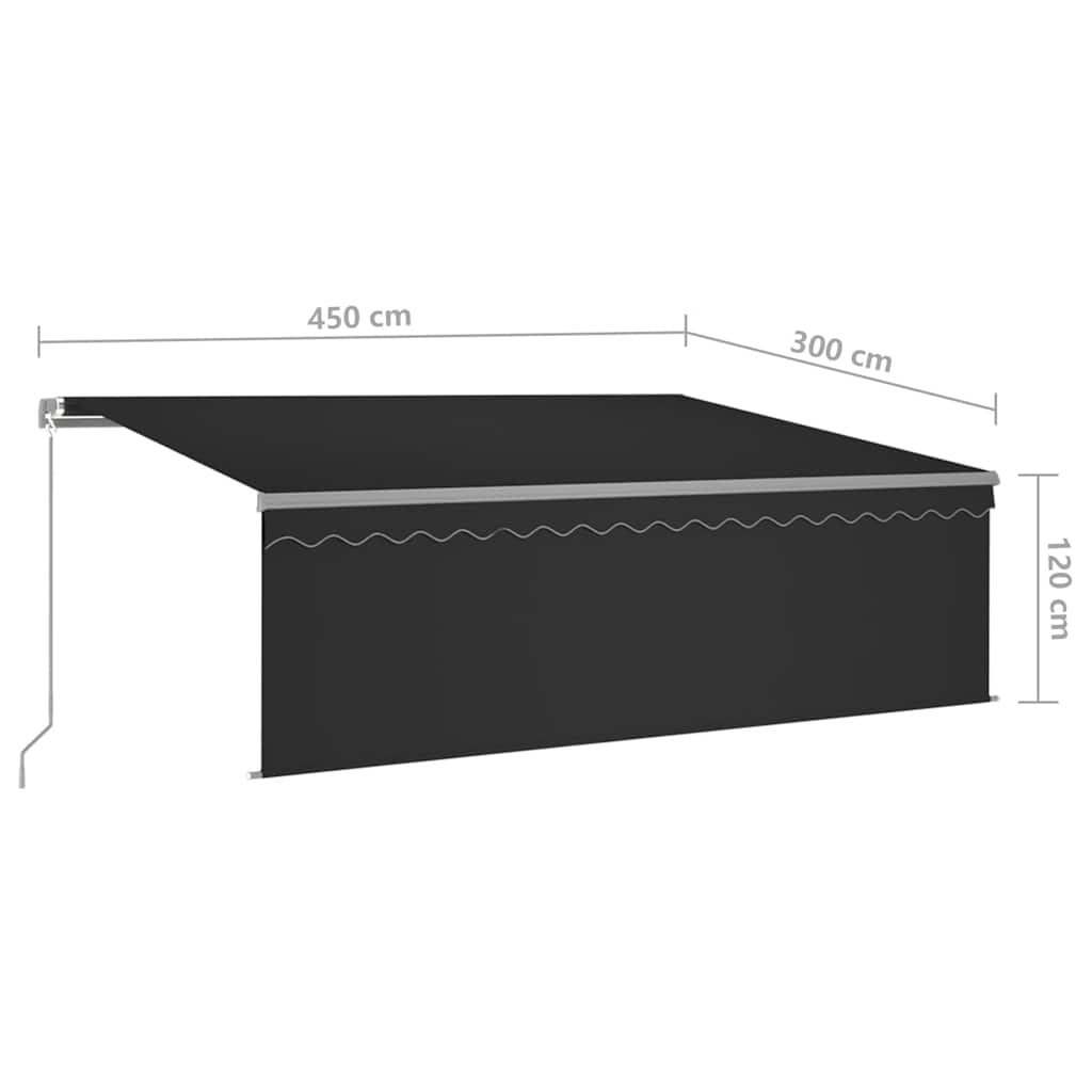 Manual Retractable Awning with Blind 4.5x3m Anthracite