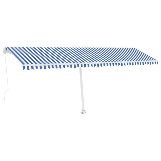 Manual Awning 6 x 3.5 m Blue and White Stripe 100% Polyester