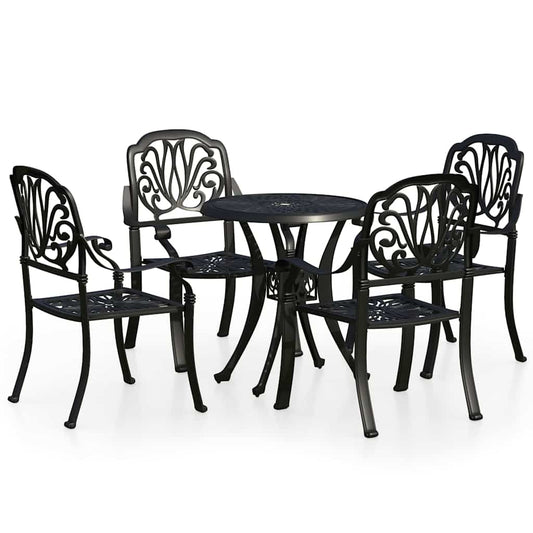 5 Piece Bistro Set Cast Aluminium Black
