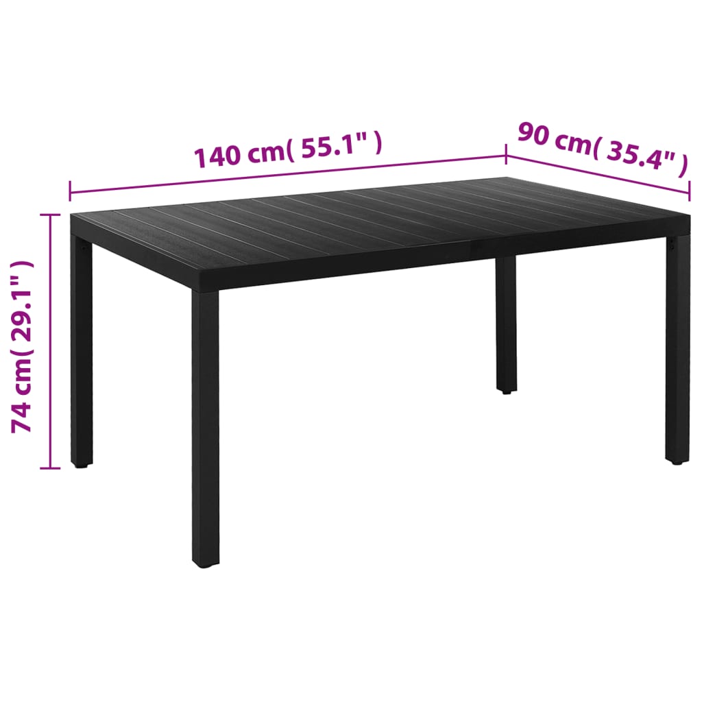 7 Piece Garden Dining Set Aluminium Black