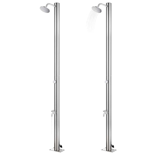 Garden Shower | Grey, Silver | Stainless Steel, WPC | Extra Tall
