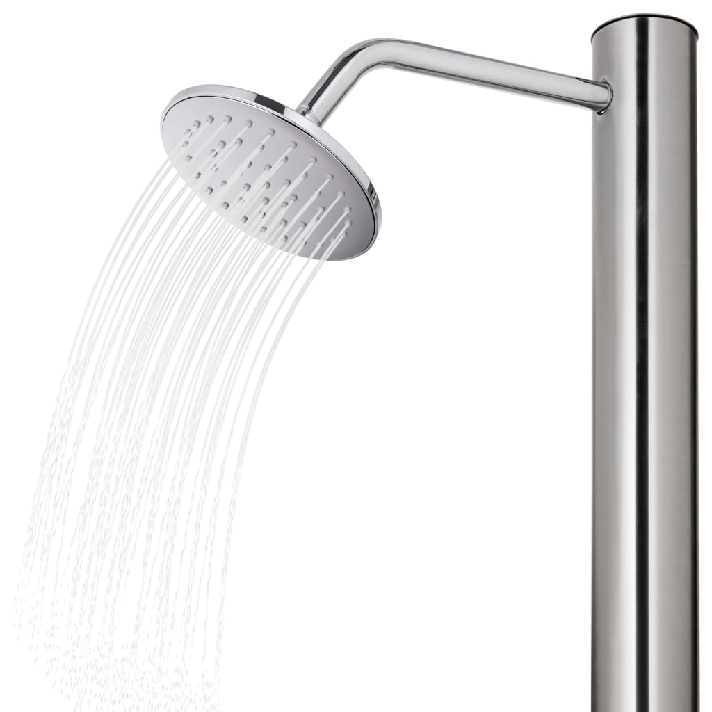 Garden Shower | Grey, Silver | Stainless Steel, WPC | Extra Tall
