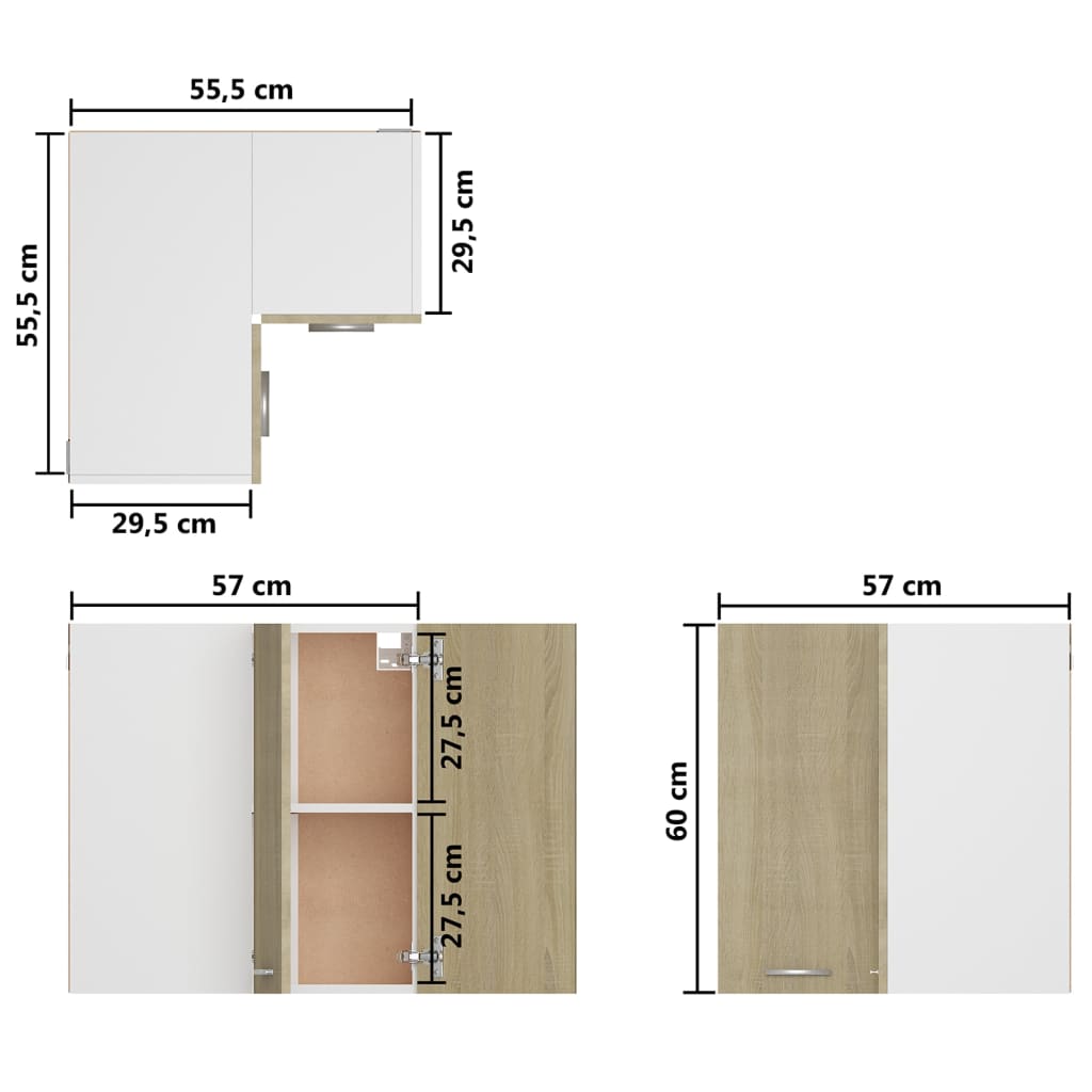 Hanging Corner Cabinet | Sonoma oak | Engineered wood | Corner Size