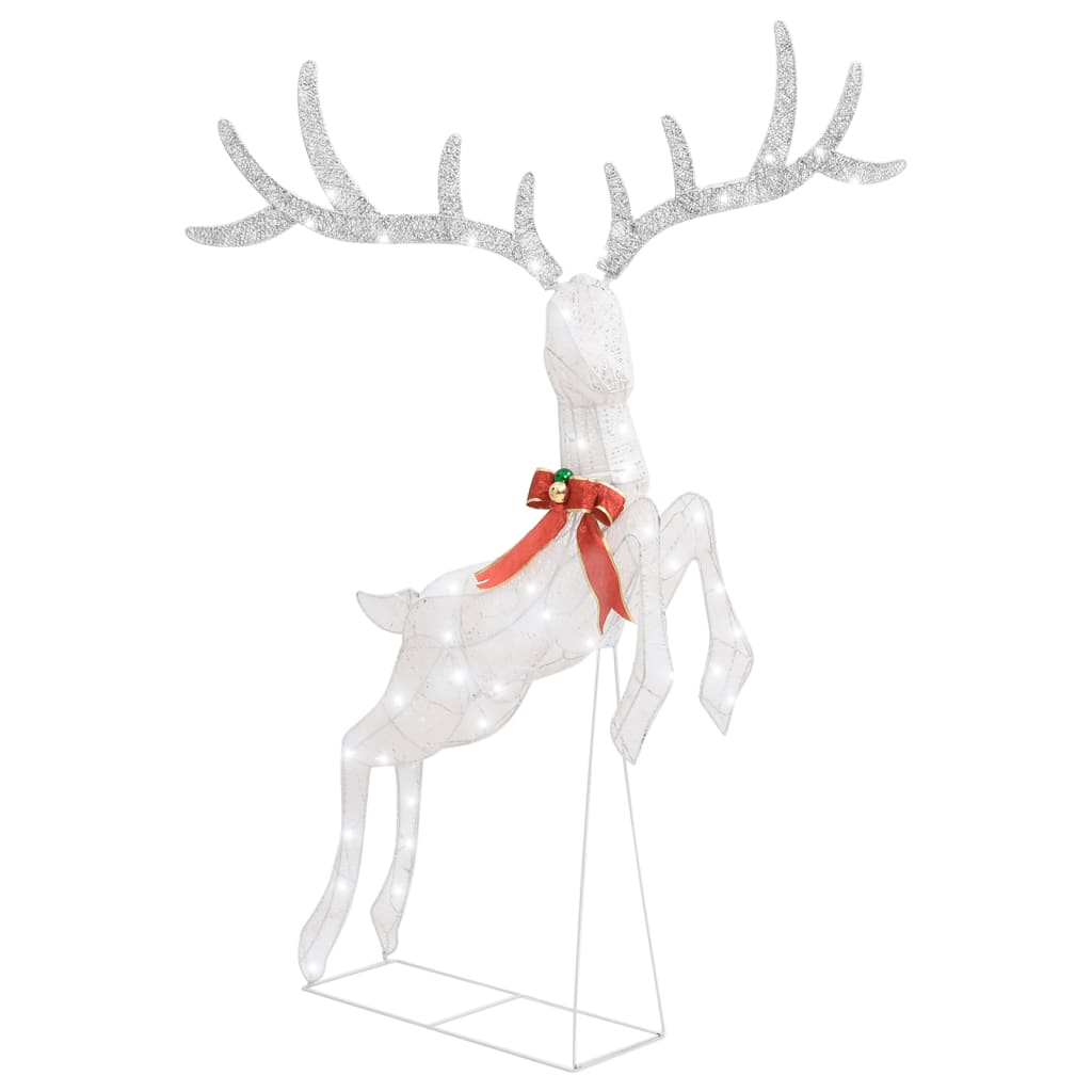 Christmas Flying Reindeer White and silver Fabric Large