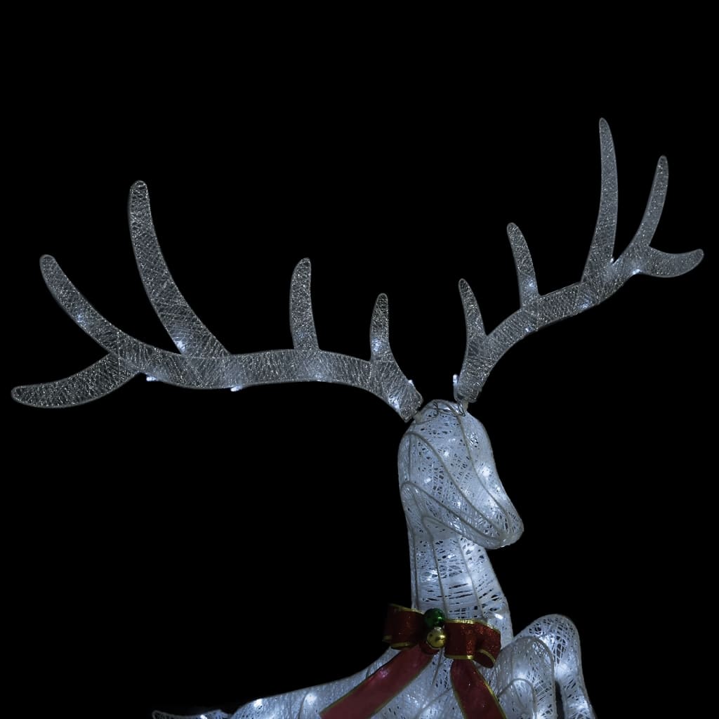 Christmas Flying Reindeer White and silver Fabric Large