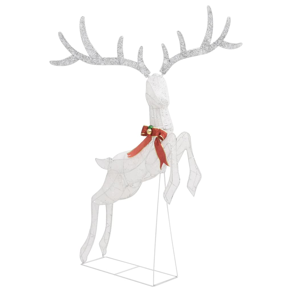 Christmas Flying Reindeer White and silver Fabric Large