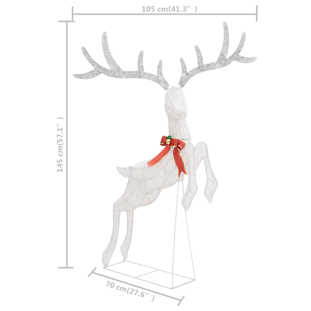 Christmas Flying Reindeer White and silver Fabric Large