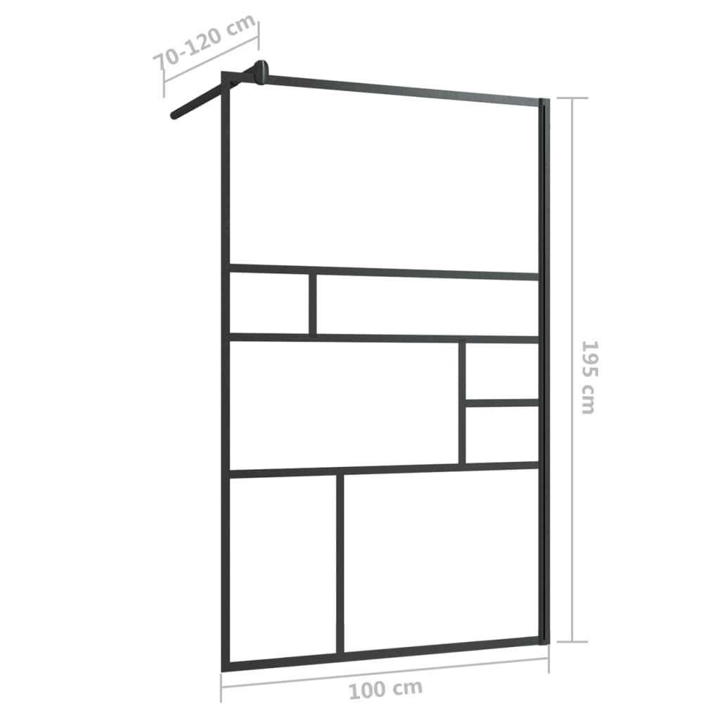 Walk-in Shower Wall with Clear ESG Glass 39.4"x76.8" Black
