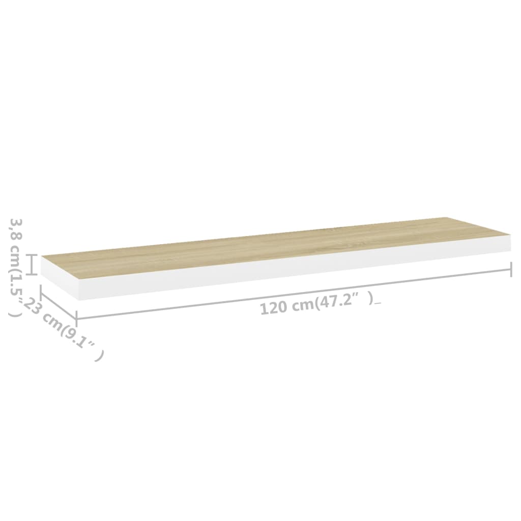 Wall Shelf Set of 2 Oak and White Honeycomb MDF, metal