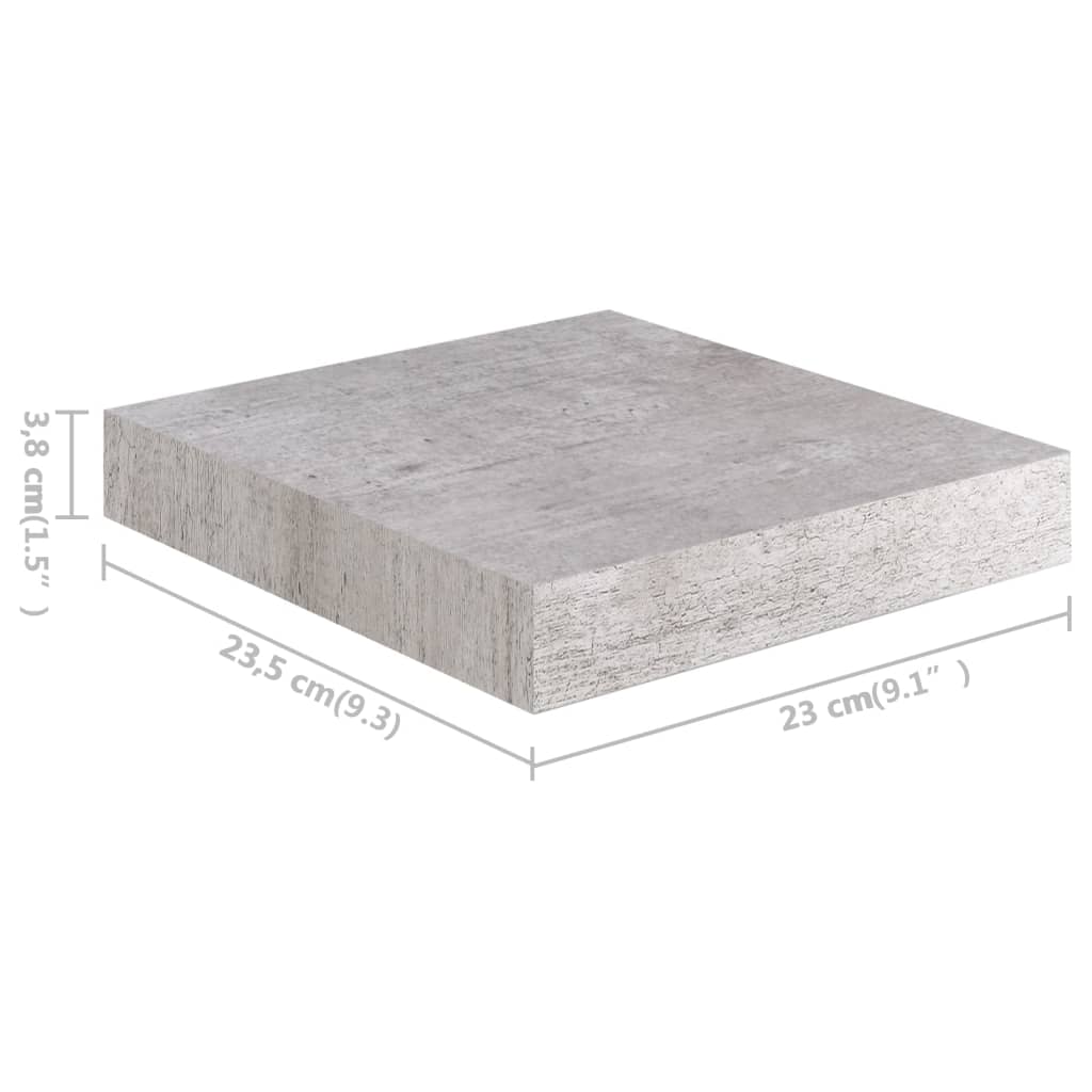 Wall Shelf Set of 2 Concrete grey Honeycomb MDF, metal