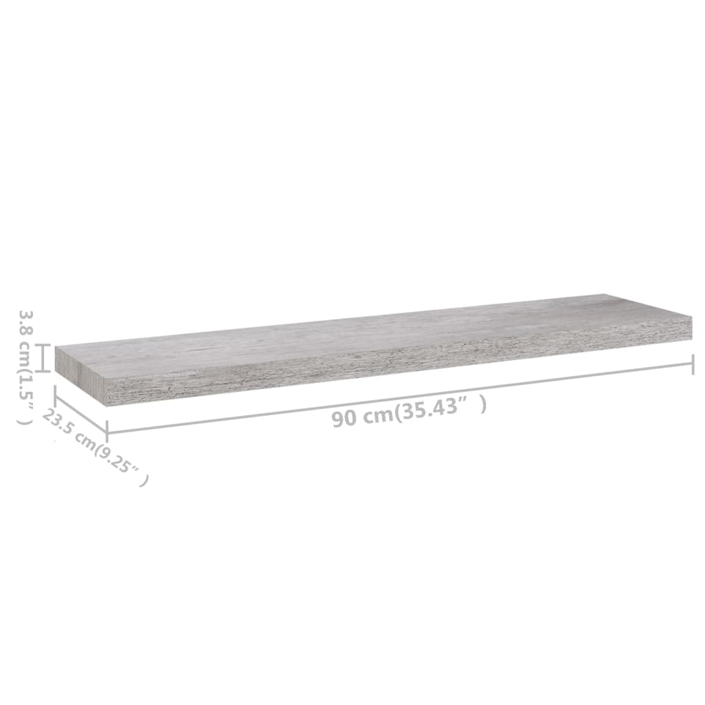 Wall Shelf Gray Honeycomb MDF, metal 35.4 in long Wall Shelf