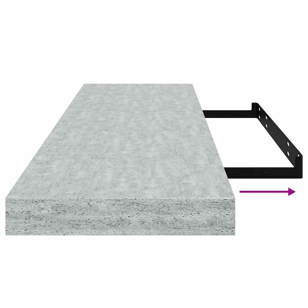 Floating Wall Shelves 2 pcs Concrete Grey 90x23.5x3.8 cm MDF