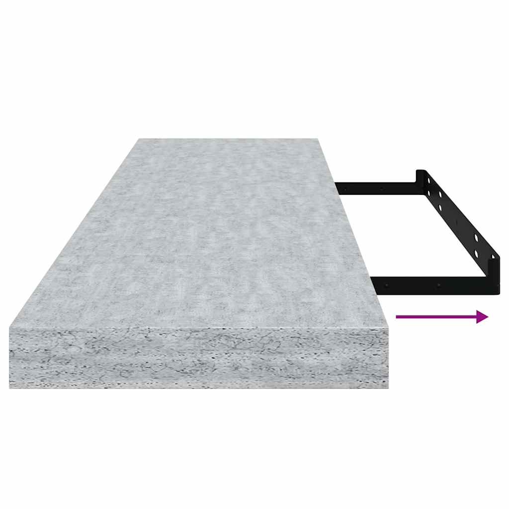 Wall Shelf | Set of 2 | Concrete grey | Honeycomb MDF, metal | 90 cm