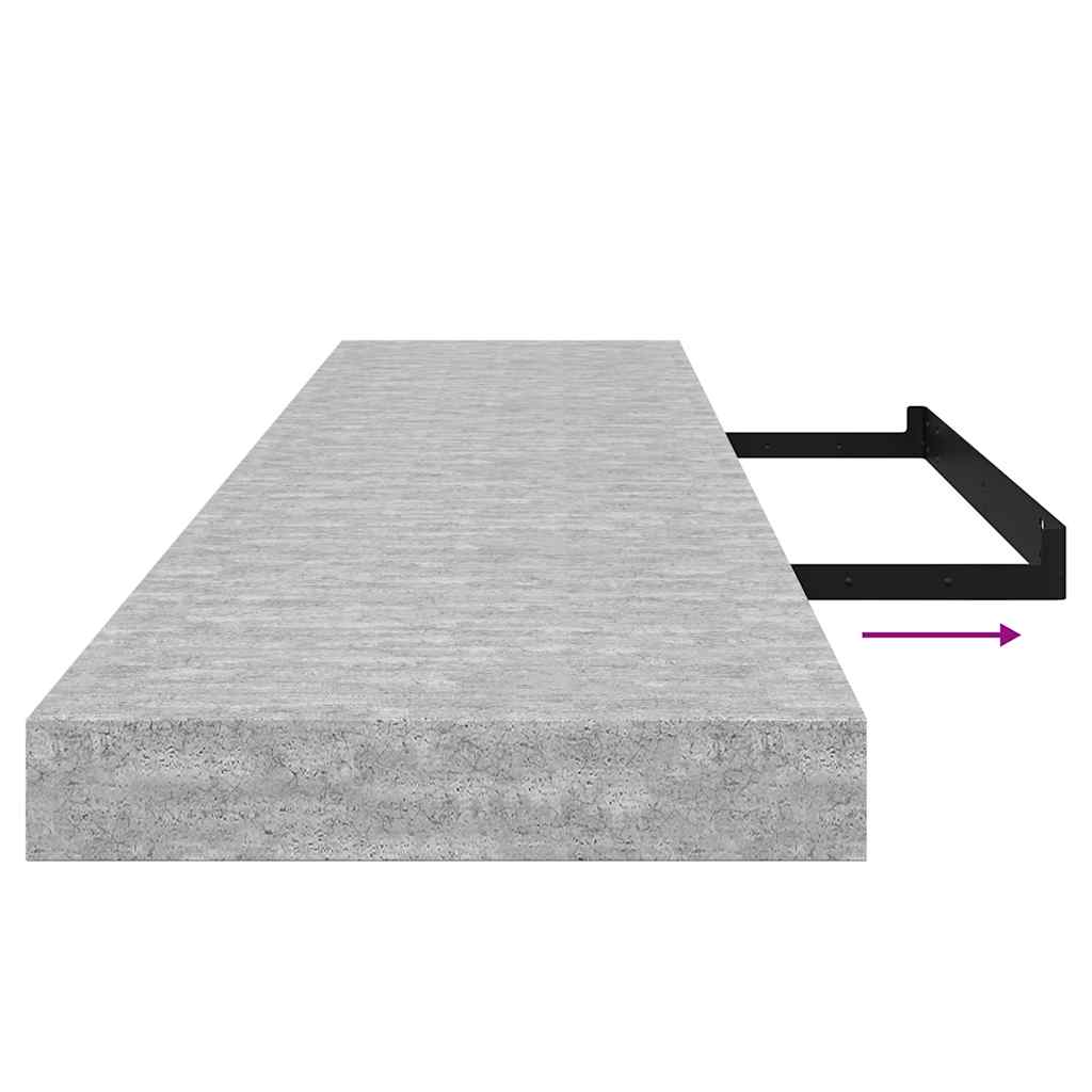 Floating Wall Shelves 2 pcs Concrete Grey 120x23.5x3.8 cm MDF