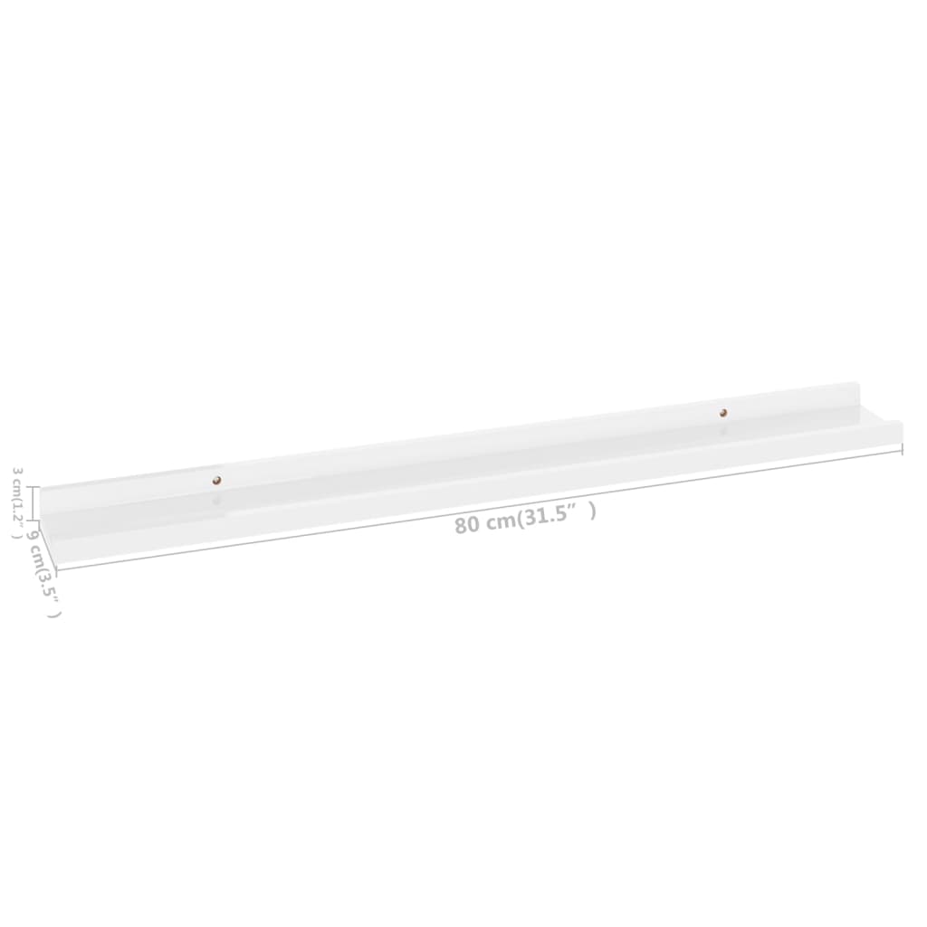 Wall Shelf Set of 2 High gloss white MDF 31.5x3.5x1.2 in