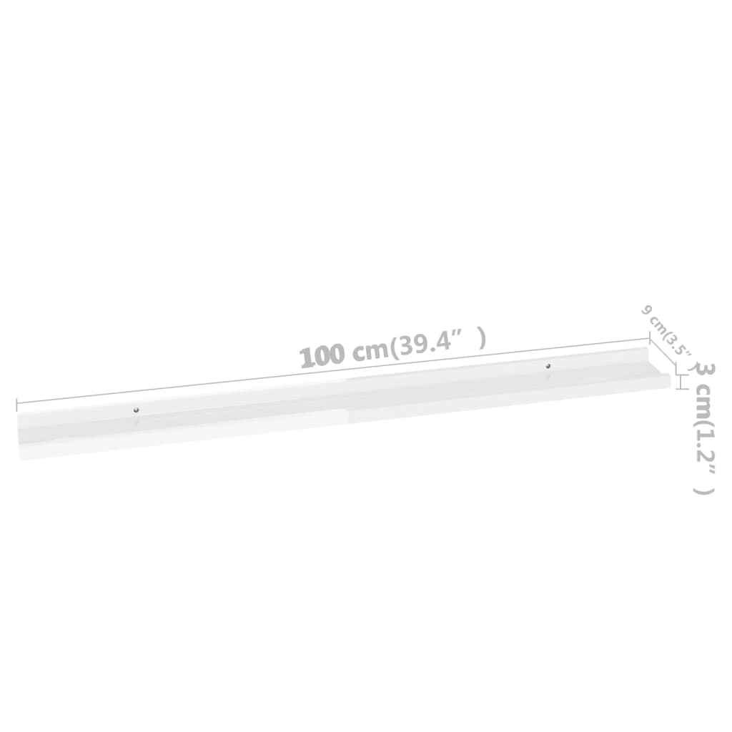 Wall Shelf Set of 4 High gloss white MDF Large Wall Shelf
