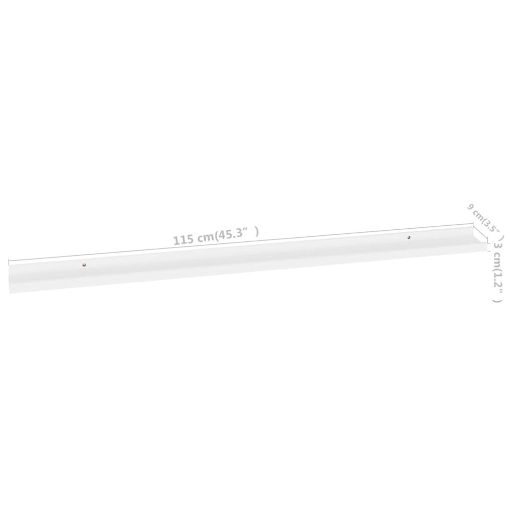 Wall Shelf Set of 2 White MDF 45.3 x 3.5 x 1.2 in Wall mounting