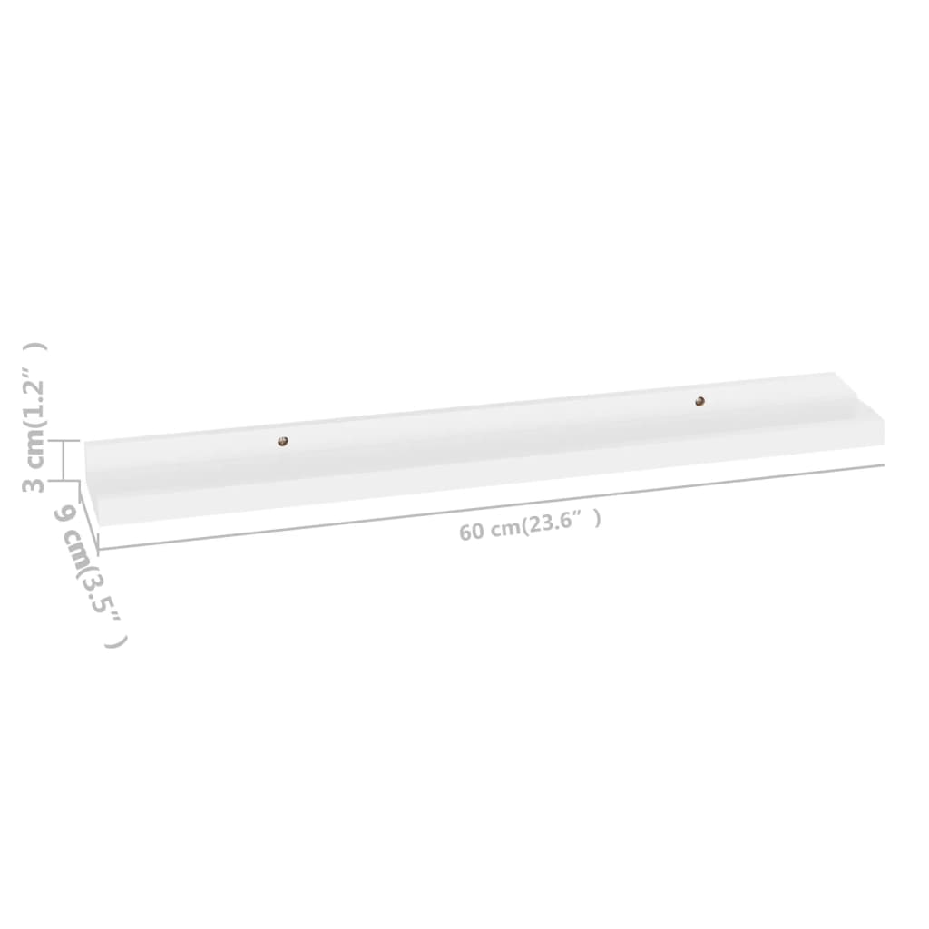 Wall Shelf Set of 4 White MDF 23.6x3.5x1.2 in Wall mounting