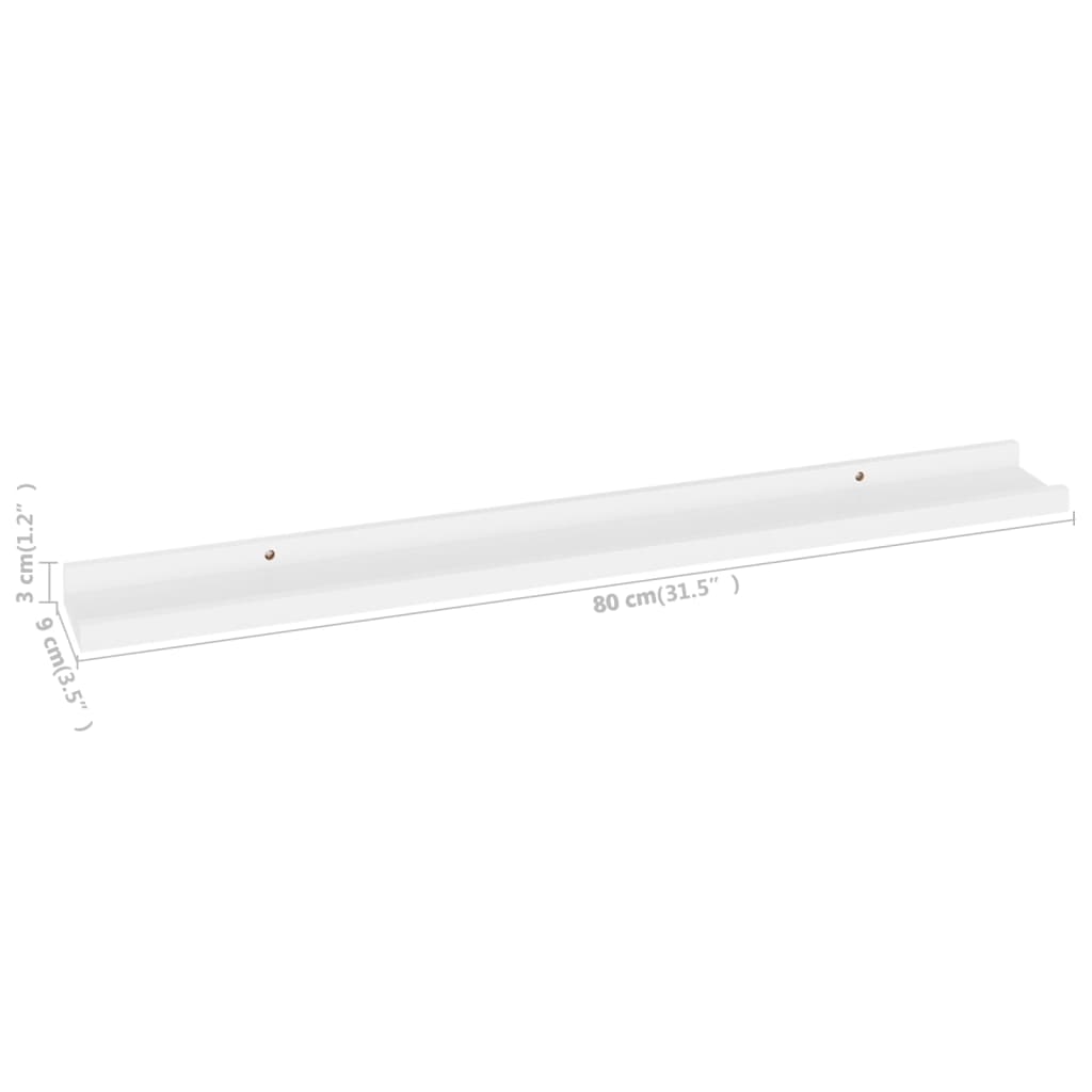 Wall Shelf Set of 4 White MDF Medium Wall mounting Wall Shelf