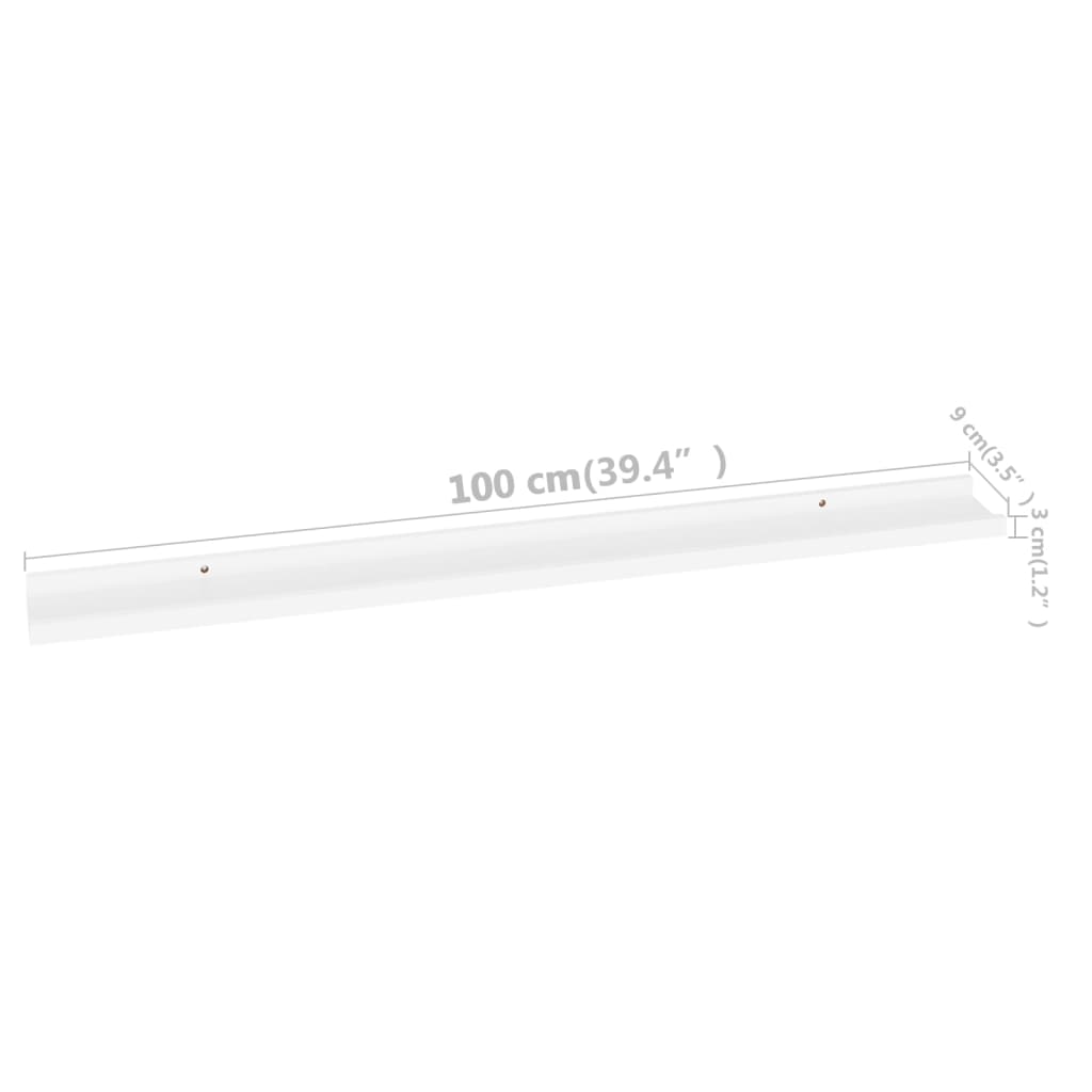 Wall Shelf Set of 4 White MDF Long Wall Shelf Rectangular