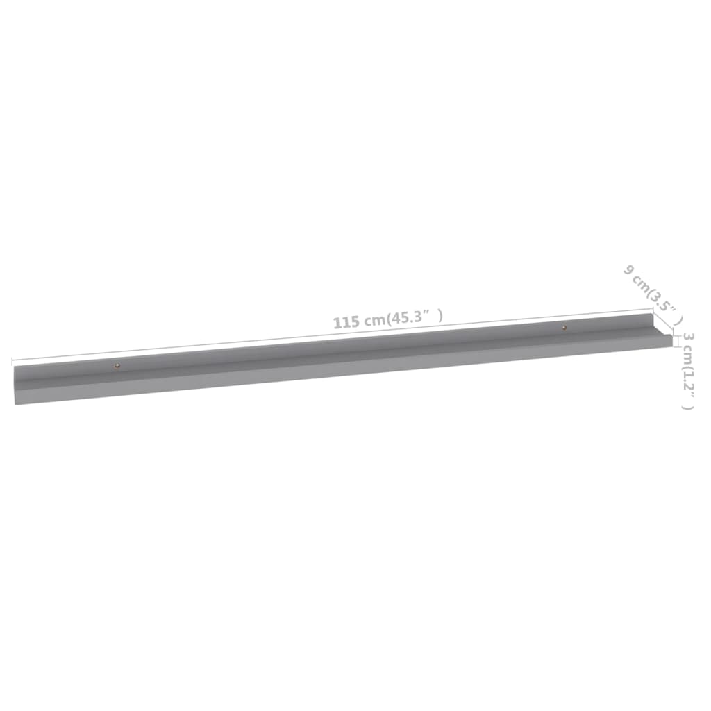 Wall Shelf Set of 4 Grey MDF Medium Wall Mounting