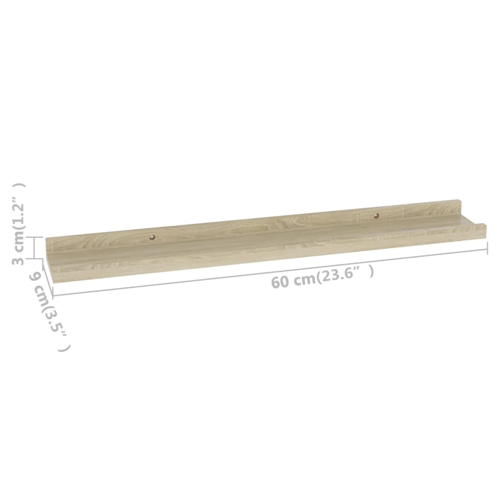 Wall Shelf Set of 2 Sonoma Oak MDF Wall Mounting Wall Shelf