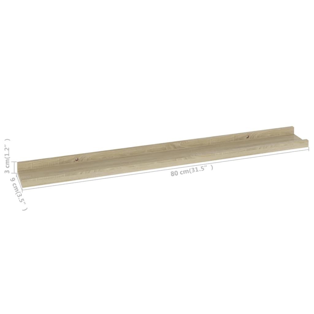 Wall Shelf Set of 4 Sonoma oak MDF 31.5 in x 3.5 in x 1.2 in